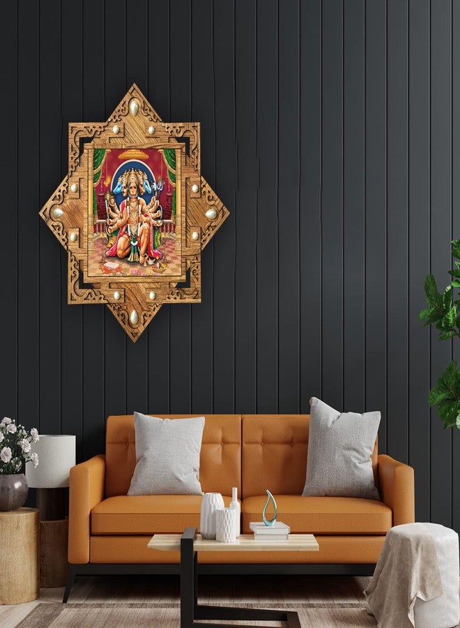 pnf Poster And Frames Hanuman Star Shaped Wooden Photo Frame | Living Room, Bedroom | Home Decoration | Best Gifting Option (16.5x16.5inch) -20762 - Image 4